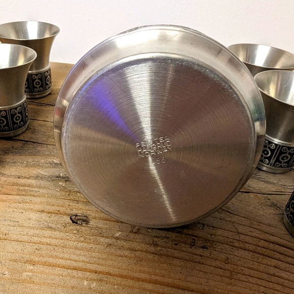 Haugrud Pewter Pitcher with Stopper and 6 Cups , Norway - Picture 4 of 5